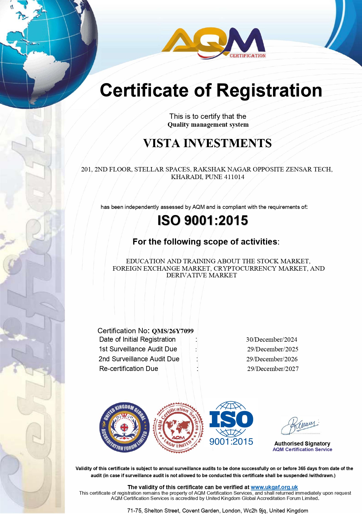 ISO Certified Certificate